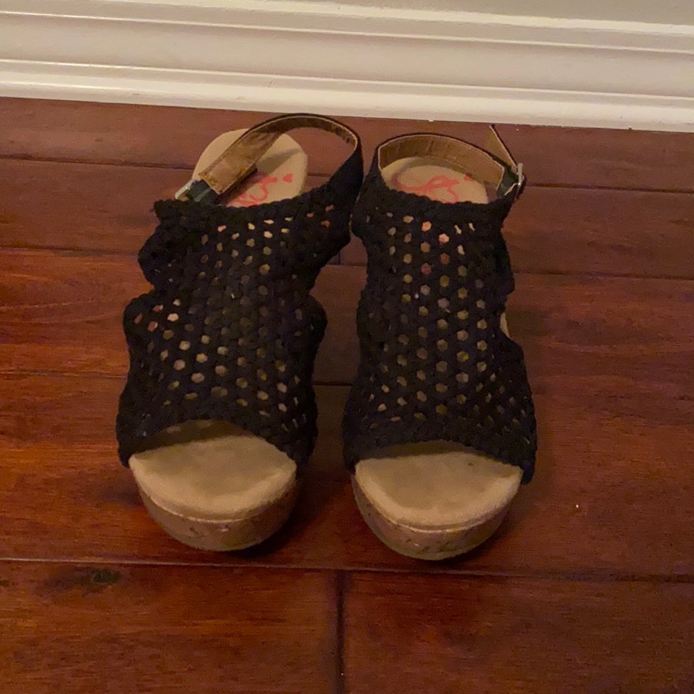 Jellypop Black wedges. Barely worn. Size 8.